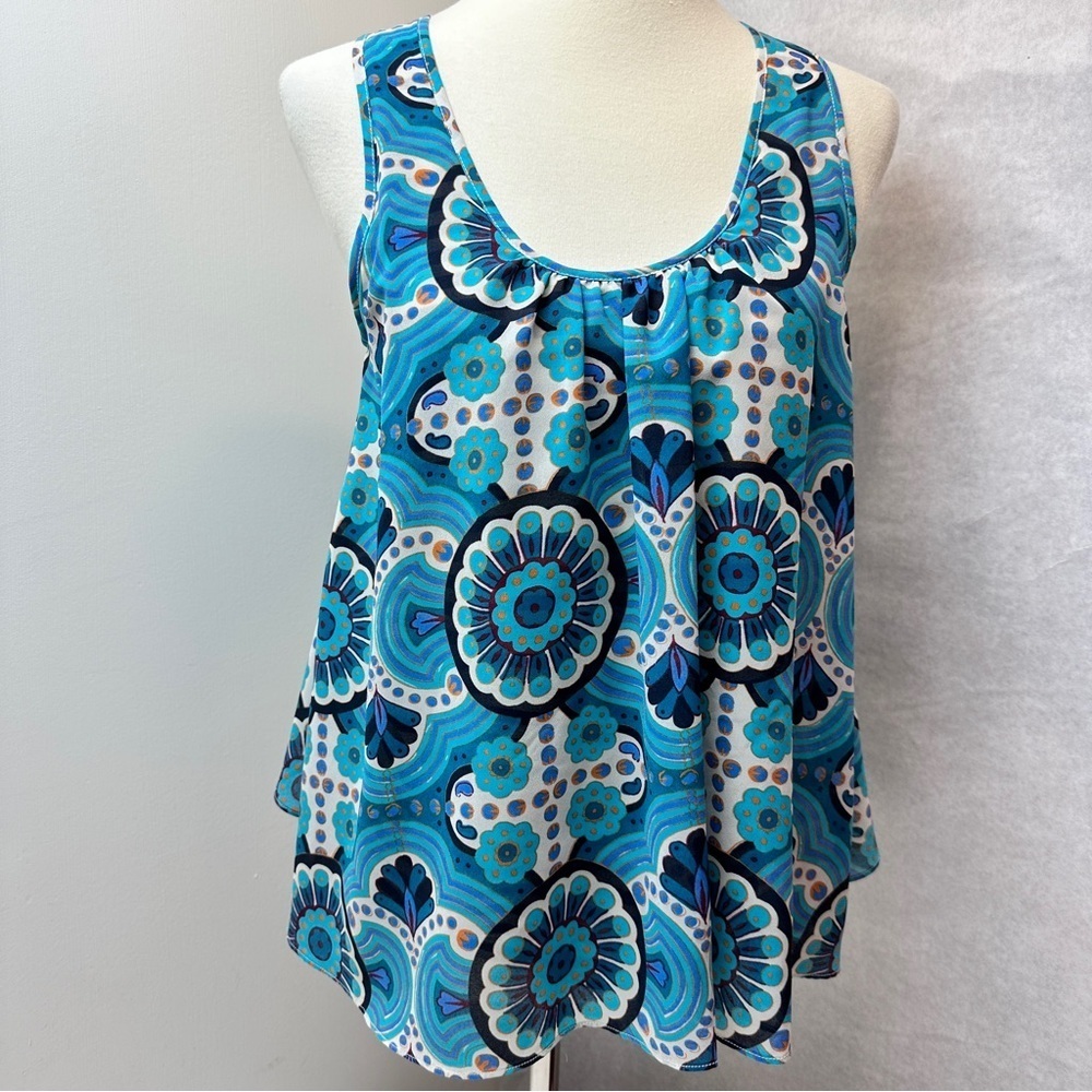 Anthropologie Meadow Rue blue floral tank S